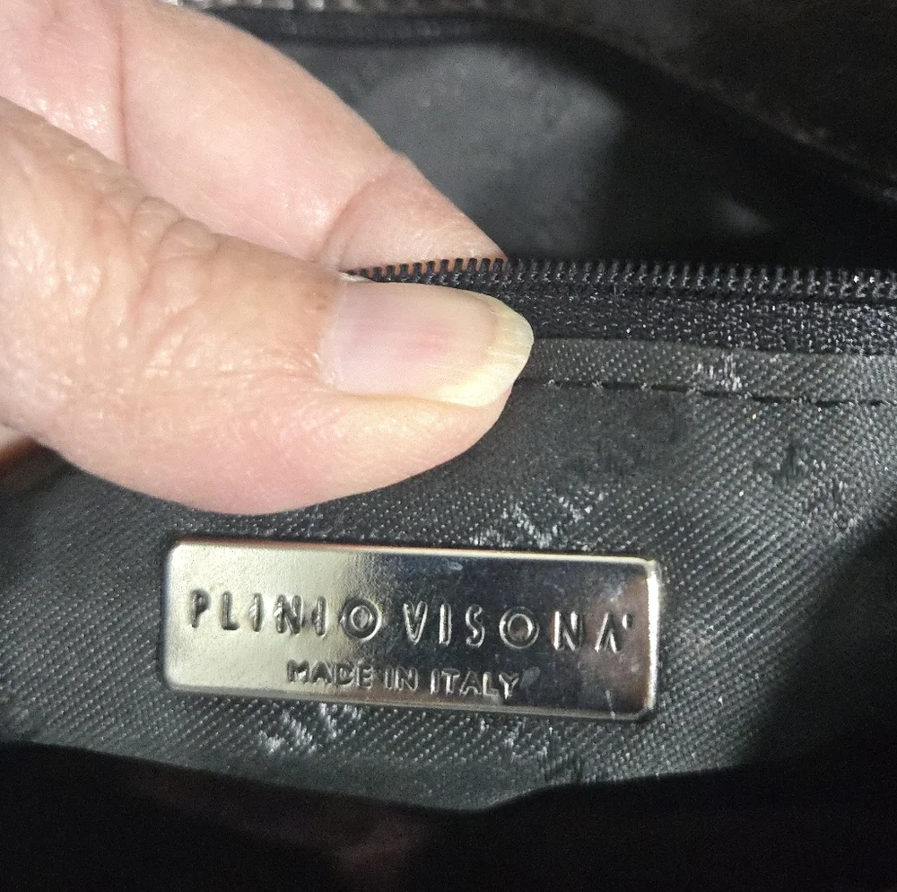 Silver and Black Leather Hobo Bag Purse